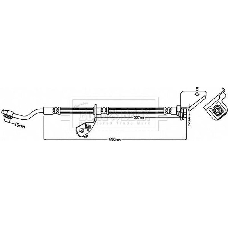 Borg & Beck Brake Hydraulic Hose Line Front Left BBH8182