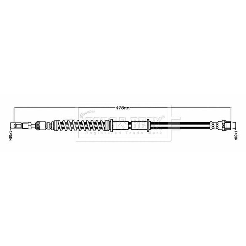 Borg & Beck Brake Hydraulic Hose Line Front Left BBH8785