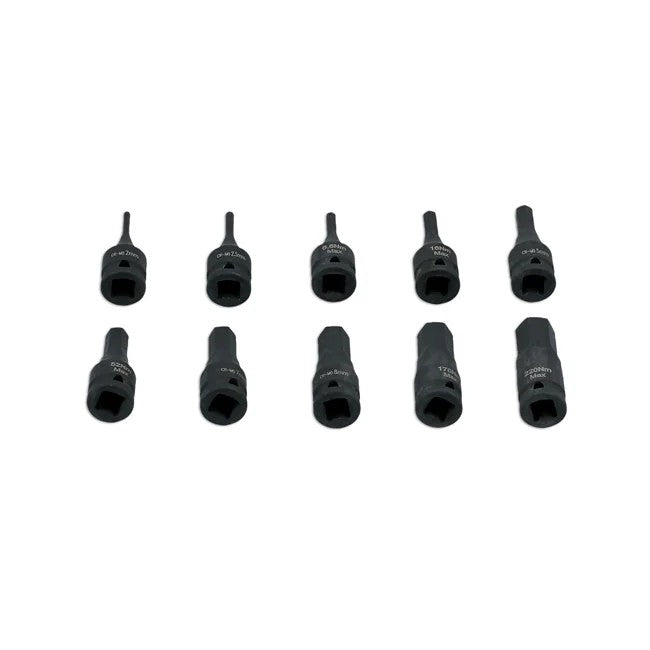 Laser Tools Impact Hex Socket Bit Set 1/4"D 10pc - PL