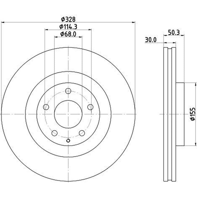 Mintex 2 x Vented Front Brake Discs MDC3226C