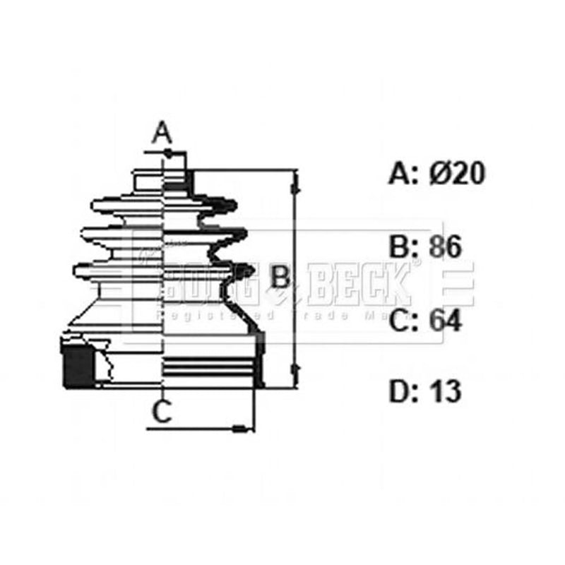 Borg & Beck Drive Shaft Bellow Kit Front Left BCB6157