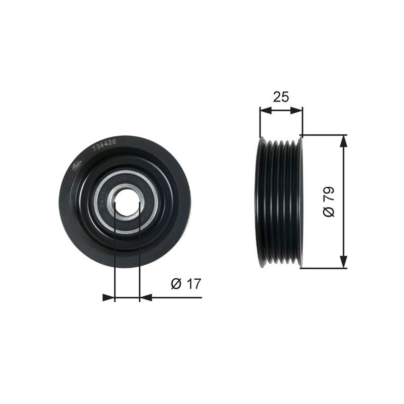Gates V-Ribbed Belt Deflection/Guide Pulley T36420