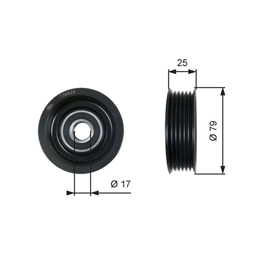 Gates V-Ribbed Belt Deflection/Guide Pulley T36420
