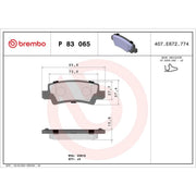 Brembo 4 x Rear Brake Pad Set P83065
