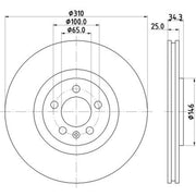 DON 2 x Internally Vented Front Brake Discs PCD15682
