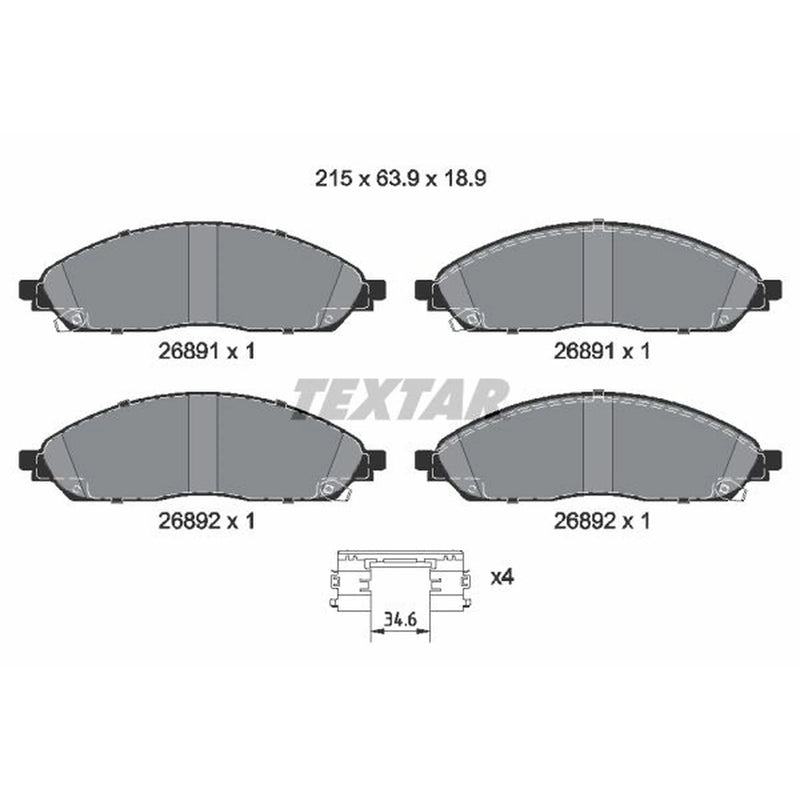 Textar Front Brake Pad Set 2689101
