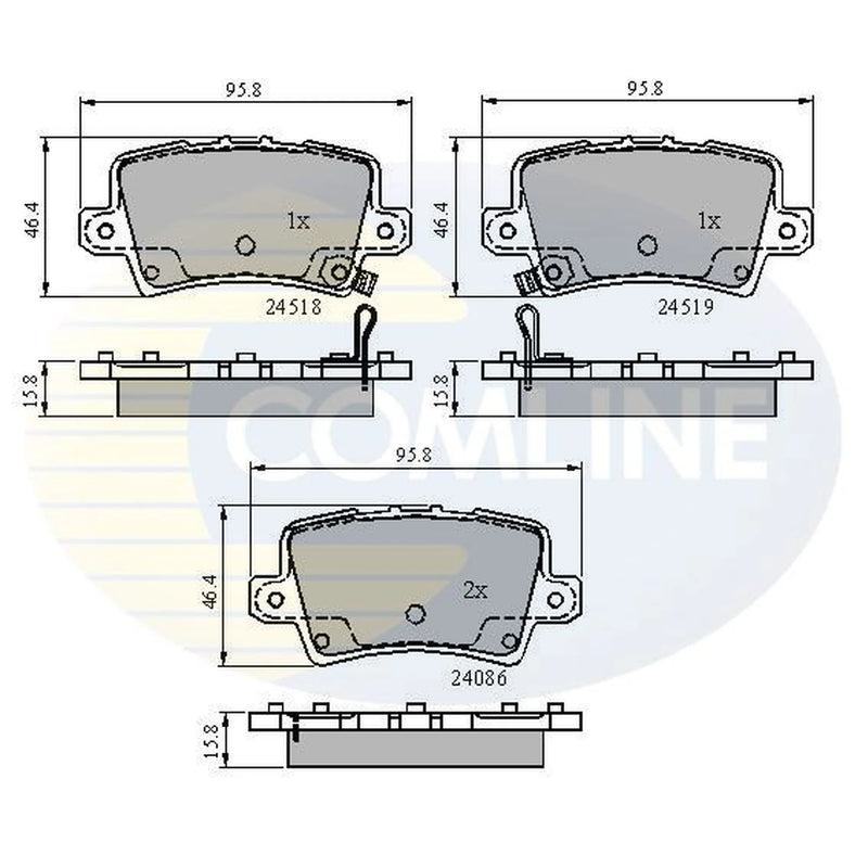 Comline 4 x Rear Brake Pad Set CBP31587