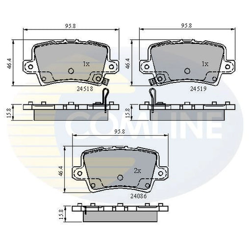 Comline 4 x Rear Brake Pad Set CBP31587