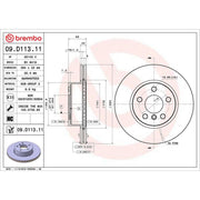 Brembo 2 x Internally Vented Front Brake Discs 09.D113.11