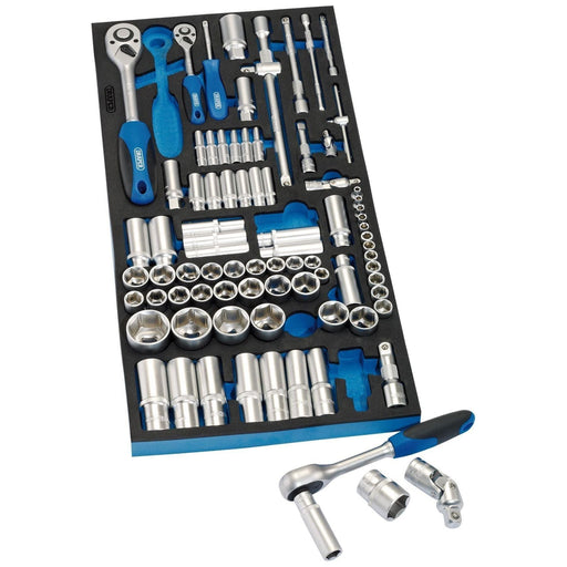 Draper Socket Set in Full Drawer EVA Insert Tray, 1/4", 3/8", and 1/2" (84 Piece Draper  - Town Parts