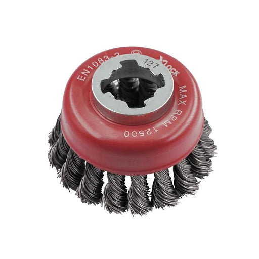Faithfull X-LOCK Wire Cup Brush Twist Knot 75mm M14x2, 0.50mm Steel Wire