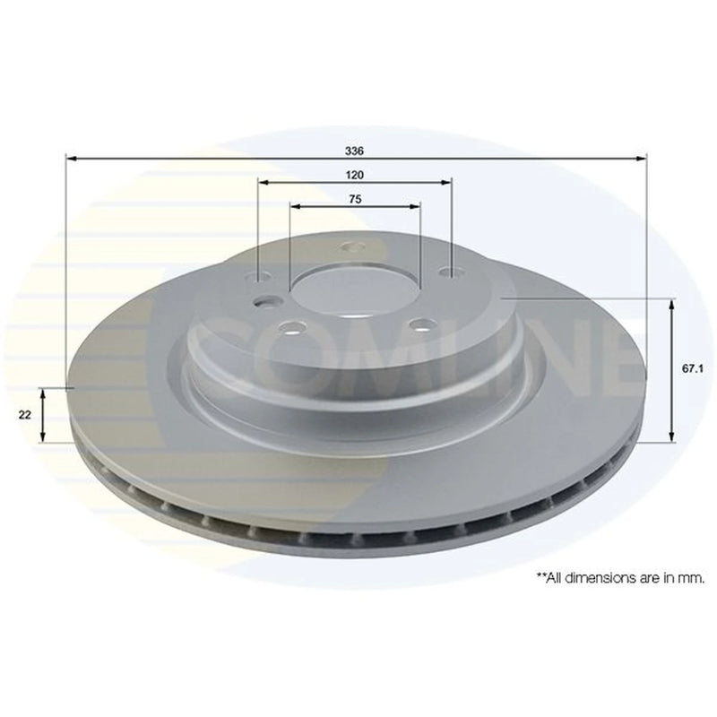 Comline 2 x Internally Vented Rear Brake Discs ADC1729V