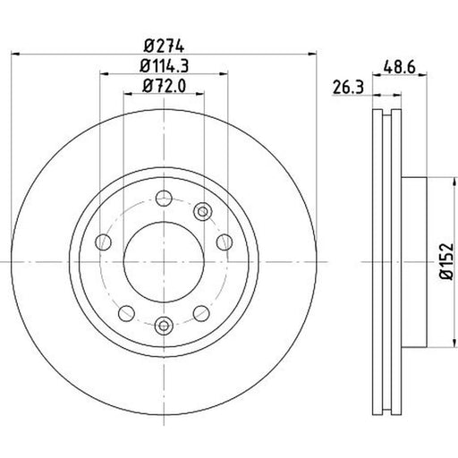 DON 2 x Internally Vented Front Brake Discs PCD14602
