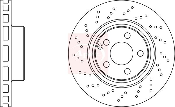 Apec 2 x Brake Disc Set Perforated/Vented