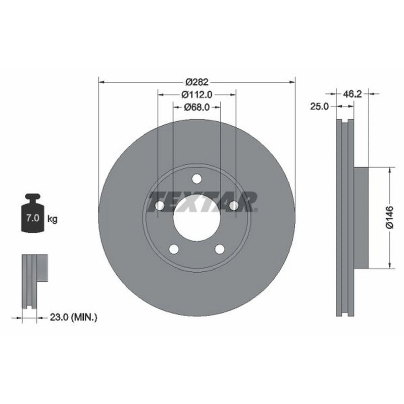 Textar 2 x Front Brake Discs 92083603