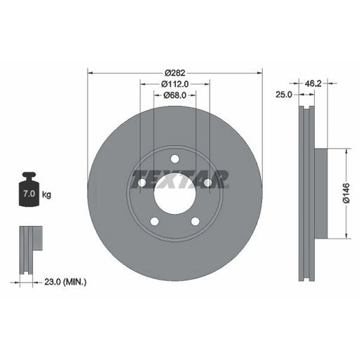 Textar 2 x Front Brake Discs 92083603
