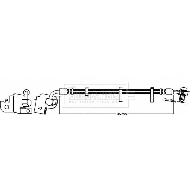 Borg & Beck Brake Hydraulic Hose Line Front Right BBH8563