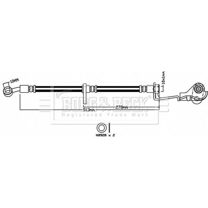 Borg & Beck Brake Hydraulic Hose Line Front Right BBH8407