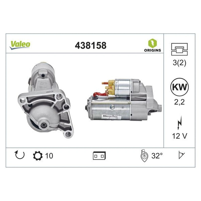 Valeo Starter Motor 12V 2.2kW 10 Teeth 438158