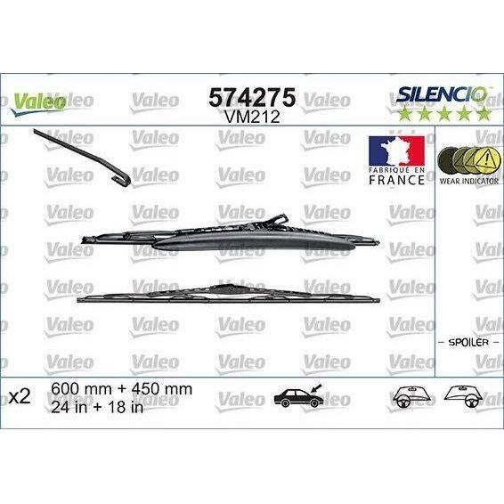 Valeo Wiper Blades Kit 574275 Automotive Part fits Citroen Valeo  - Town Parts