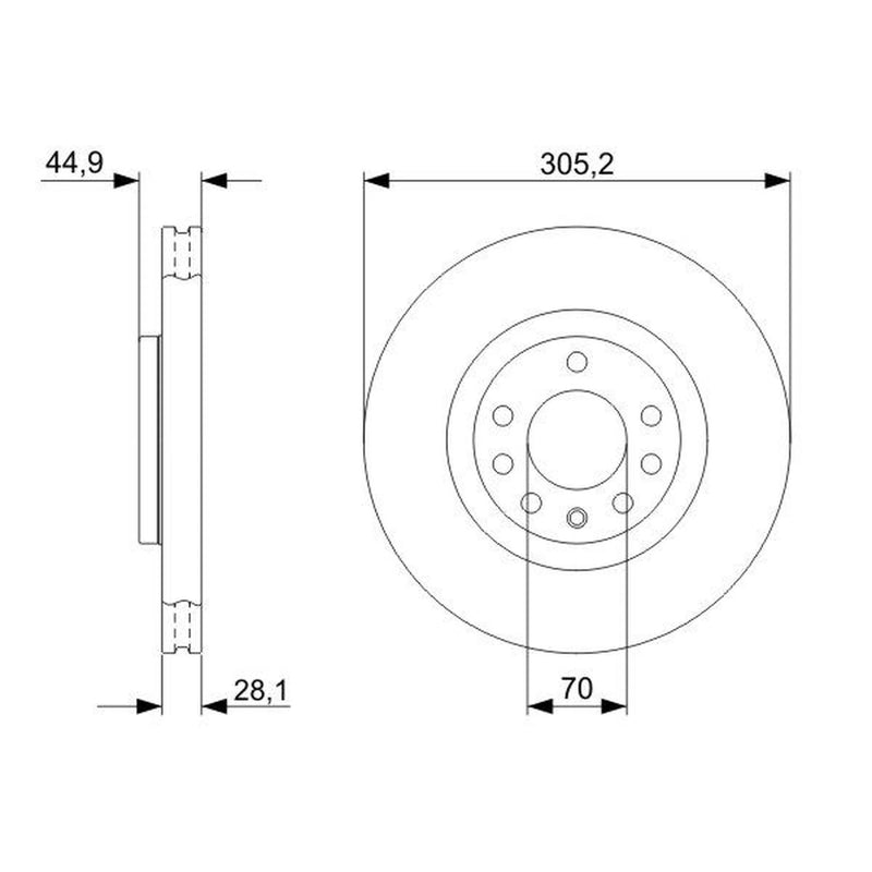 Bosch 2 x Vented Front Brake Discs 0 986 479 325