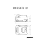Metabo LiPOWER Battery Pack 18V 5.2Ah Li-ion - 625028000
