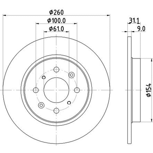 DON 2 x Solid Rear Brake Discs PCD19092