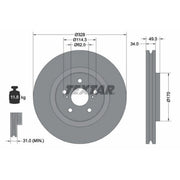 Textar 2 x Externally Vented Front Brake Discs 92349505