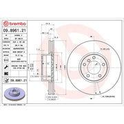 Brembo 2 x Internally Vented Front Brake Discs 09.8961.21