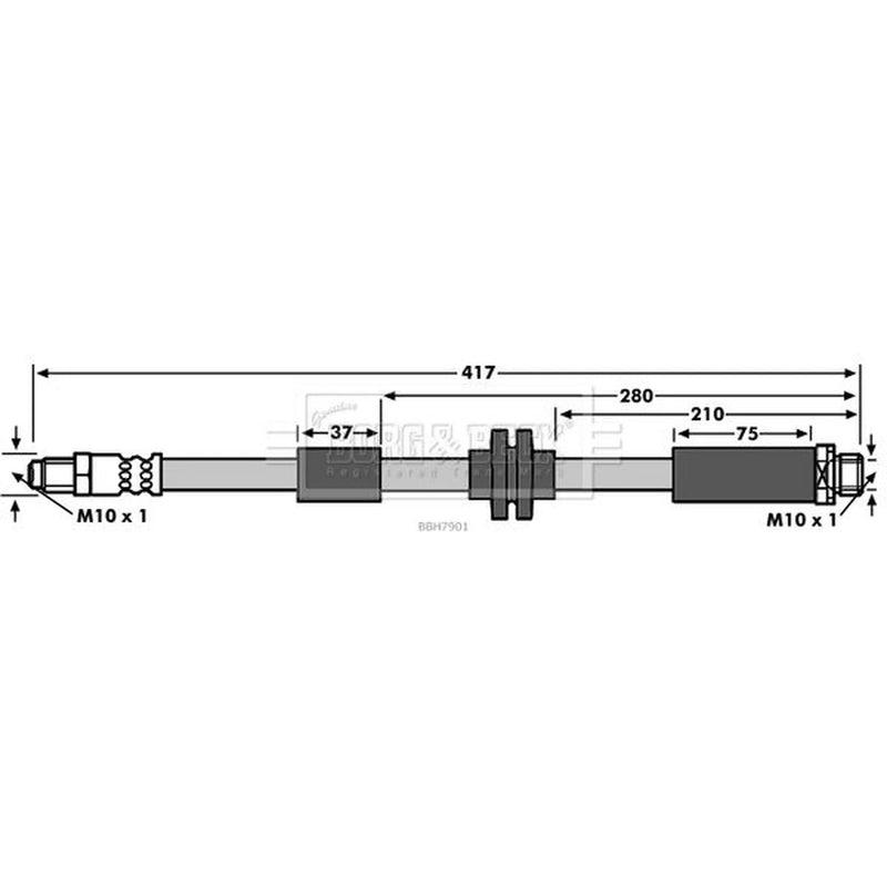 Borg & Beck Brake Hydraulic Hose Line Rear Left BBH7901
