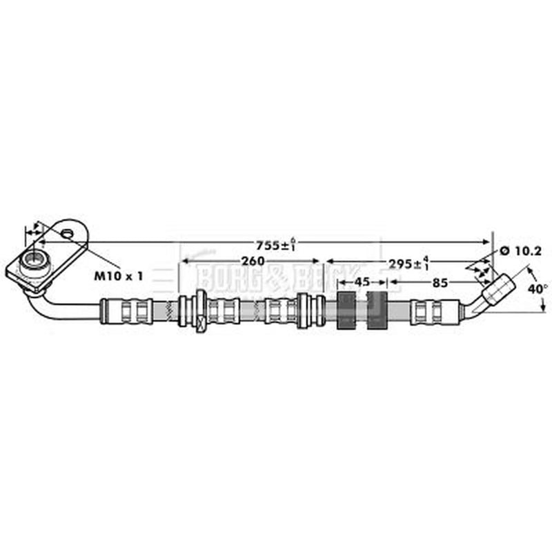Borg & Beck Brake Hydraulic Hose Line Front Left BBH7209