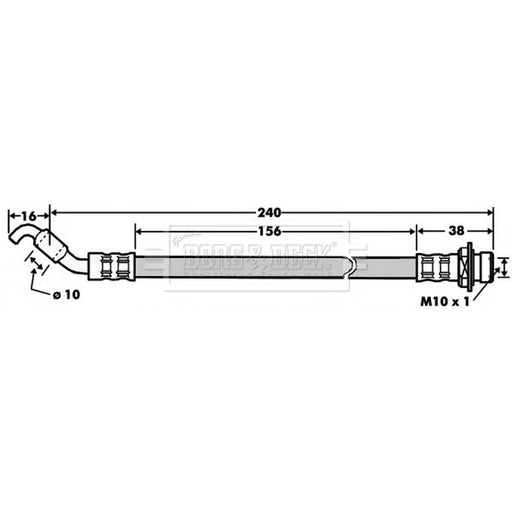 Borg & Beck Brake Hydraulic Hose Line Rear Left BBH7528