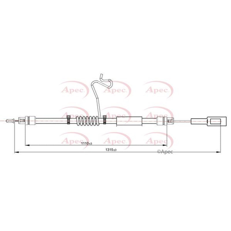 Apec Handbrake Cable Right Rear CAB1816