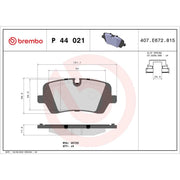 Brembo 4 x Rear Brake Pad Set P44021