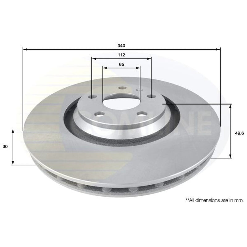 Comline 2 x Internally Vented Front Brake Discs ADC2605V