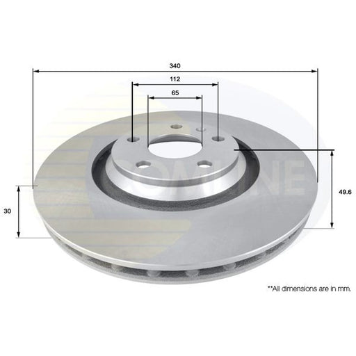 Comline 2 x Internally Vented Front Brake Discs ADC2605V