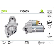 Valeo Starter Motor 12V 1.7kW 11 Teeth 438069