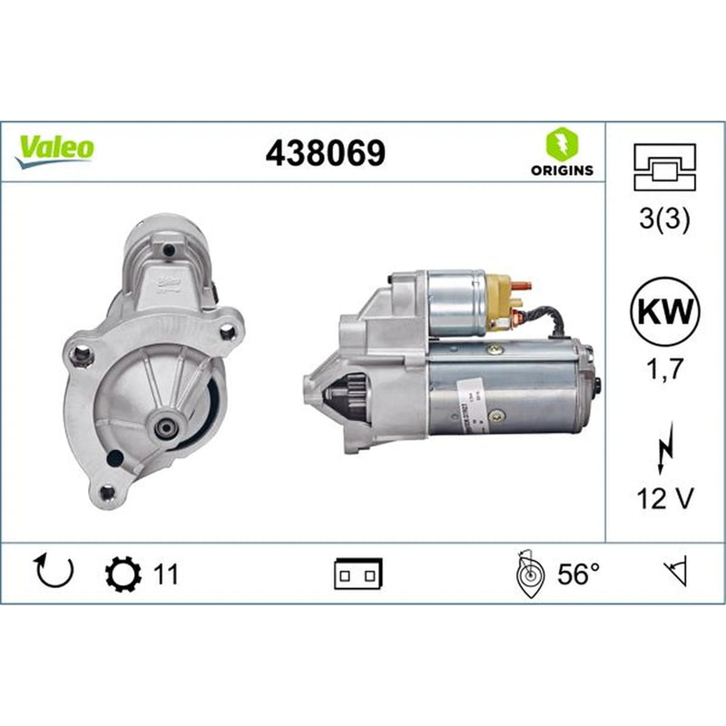 Valeo Starter Motor 12V 1.7kW 11 Teeth 438069