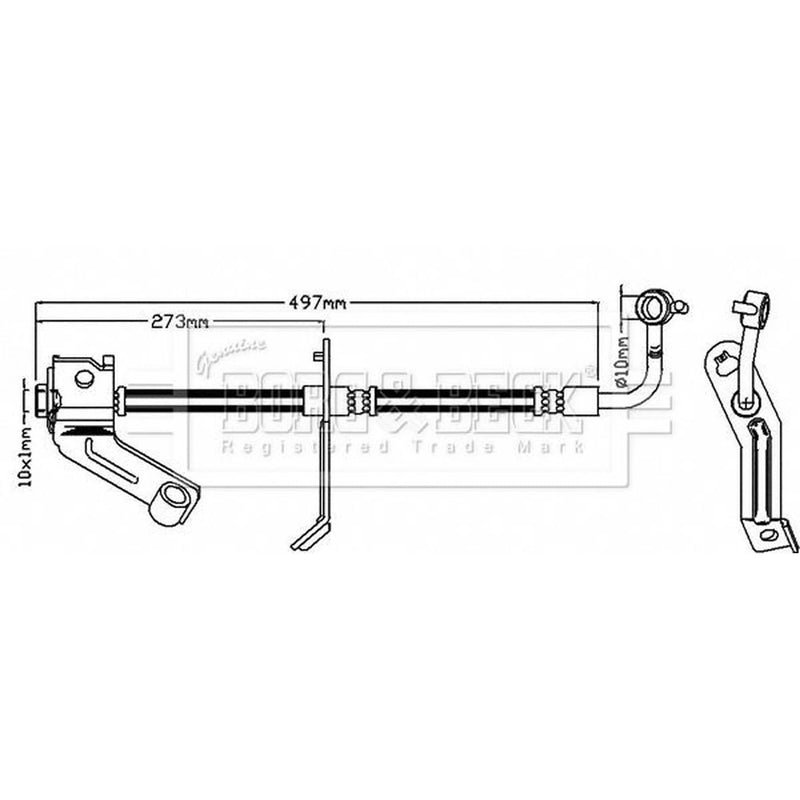 Borg & Beck Brake Hydraulic Hose Line Front Left BBH8292