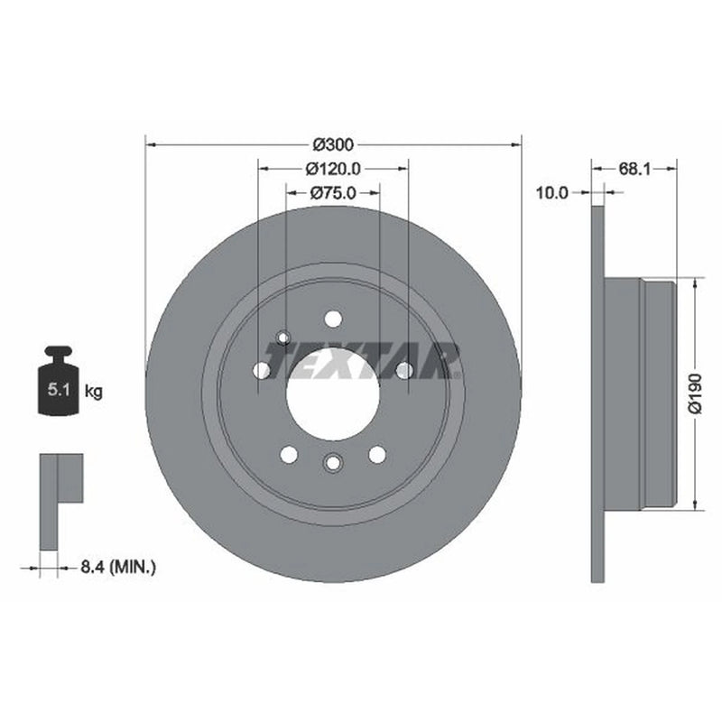 Textar 2 x Solid Rear Brake Discs 92042600