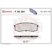 Brembo 4 x Rear Brake Pad Set P83024