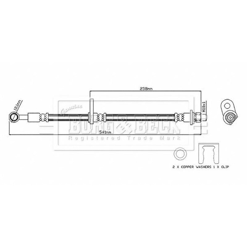 Borg & Beck Brake Hydraulic Hose Line Front Right BBH8868