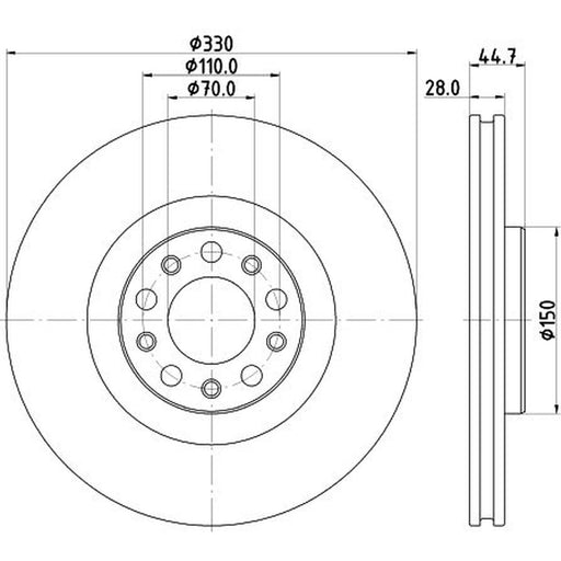 DON 2 x Internally Vented Front Brake Discs PCD22451