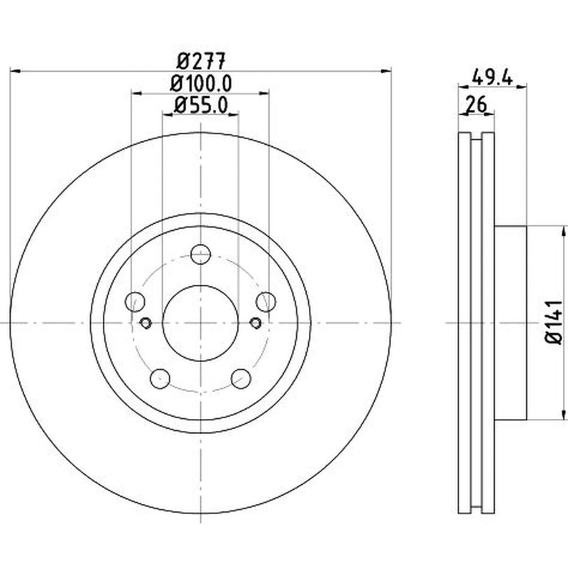 DON 2 x Internally Vented Front Brake Discs PCD20692