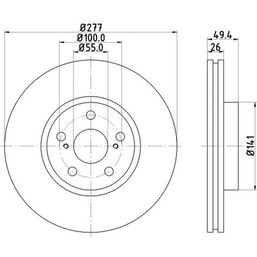 DON 2 x Internally Vented Front Brake Discs PCD20692