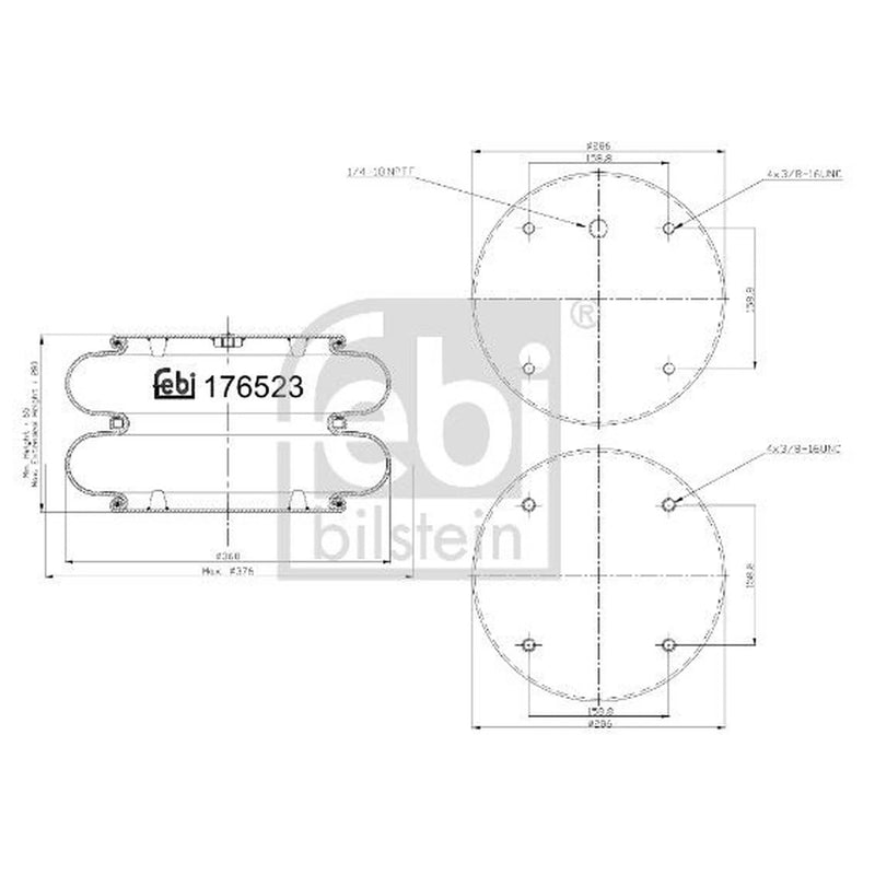 Febi Air Suspension Bellow 368mm 176523