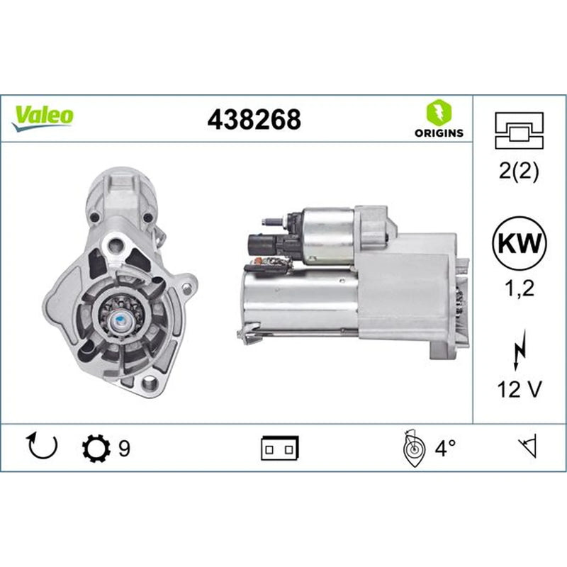 Valeo Starter Motor 12V 1.2kW 9 Teeth 438268