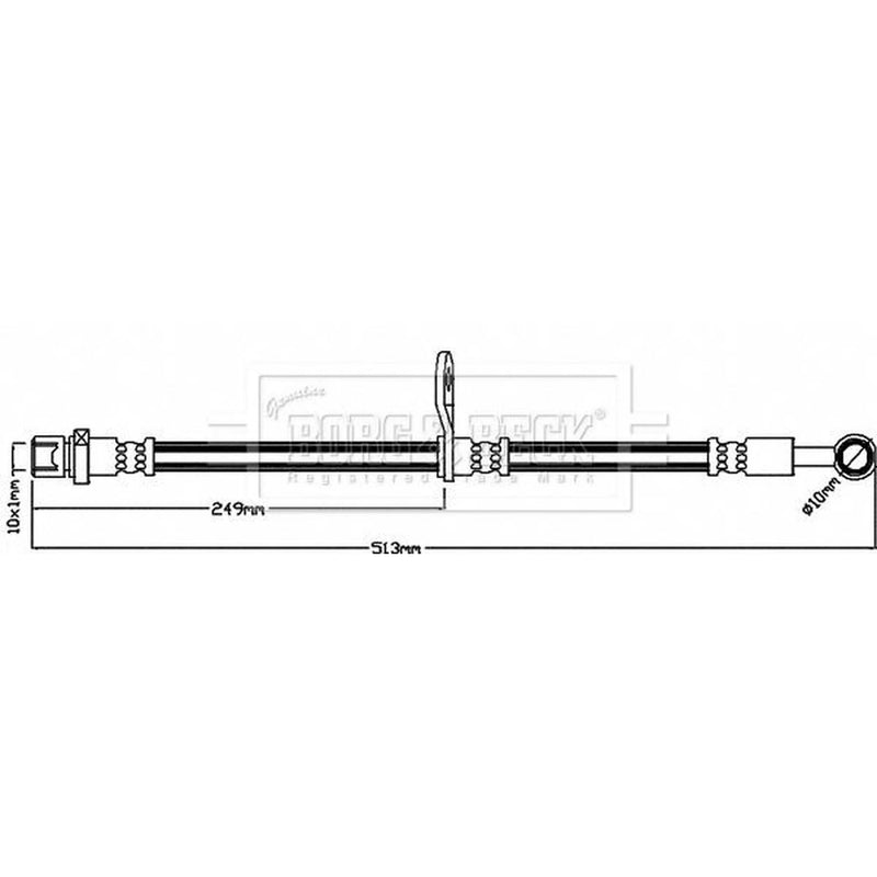 Borg & Beck Brake Hydraulic Hose Line Rear Left BBH8253
