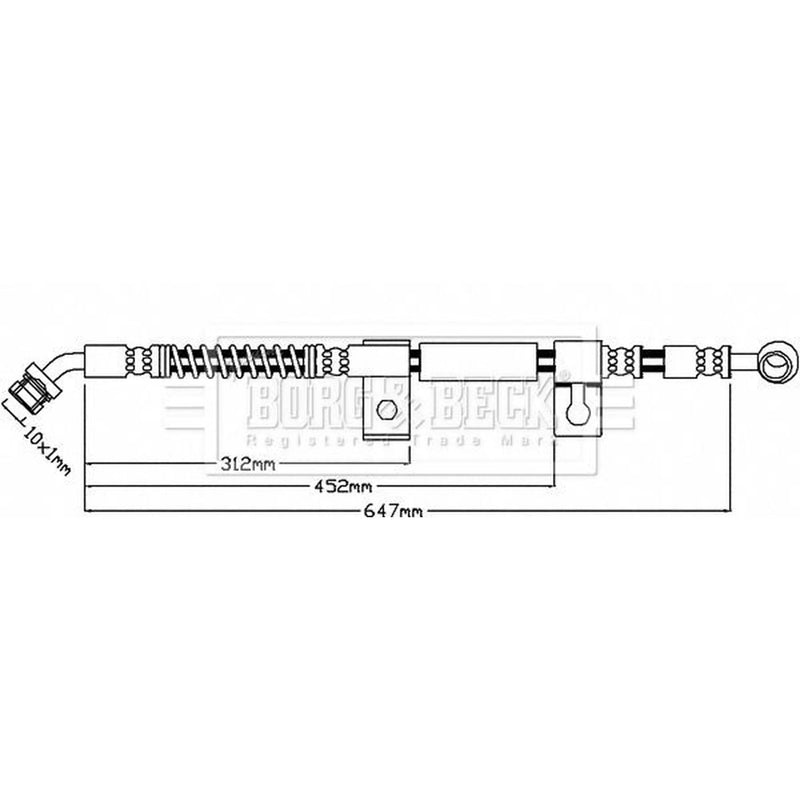 Borg & Beck Brake Hydraulic Hose Line Front Right BBH7949