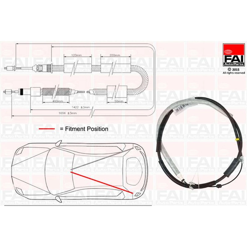 FAI Handbrake Cable Left Rear FBC0116